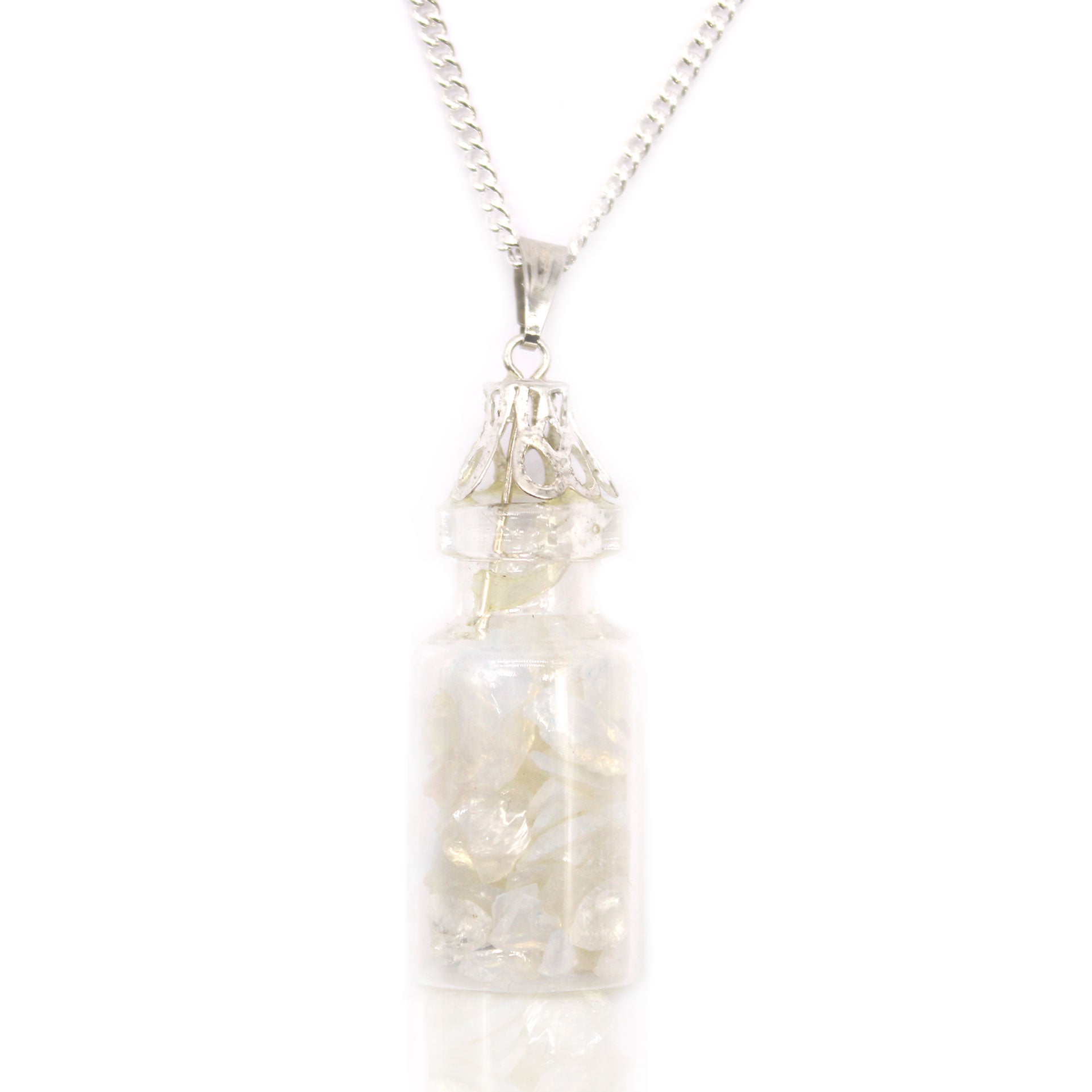 Bottled Gemstones Necklace - Opalite Whitew