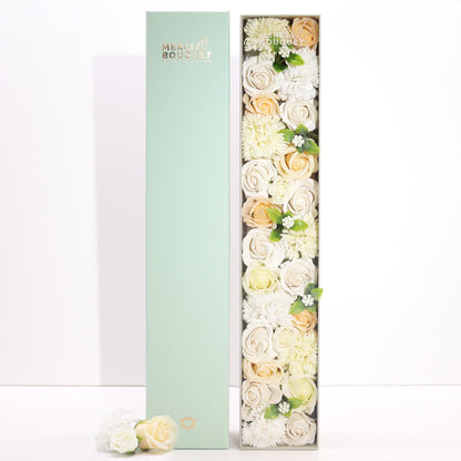 Soap flower gift box Wedding Blessings White & Ivory, unique handmade keepsake and romantic gift UK