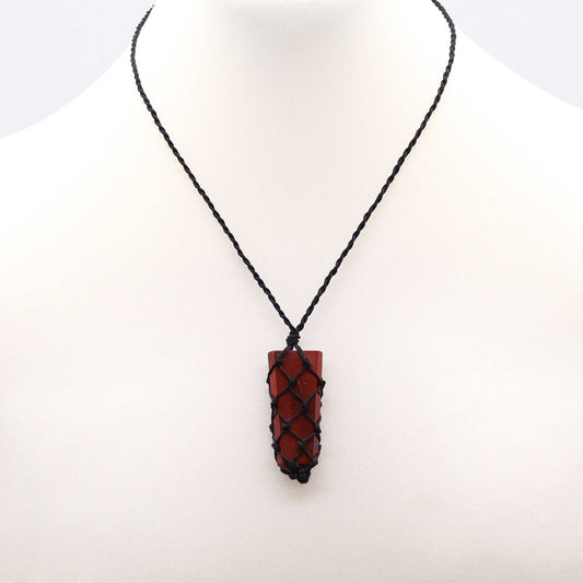 Necklace with a red jasper pendant on a Manikin
