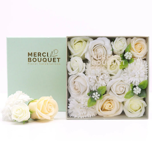 Soap Flowers Long Gift Box – Wedding Blessings (White & Ivory) | Handmade & Cruelty-Free - Underground Allure