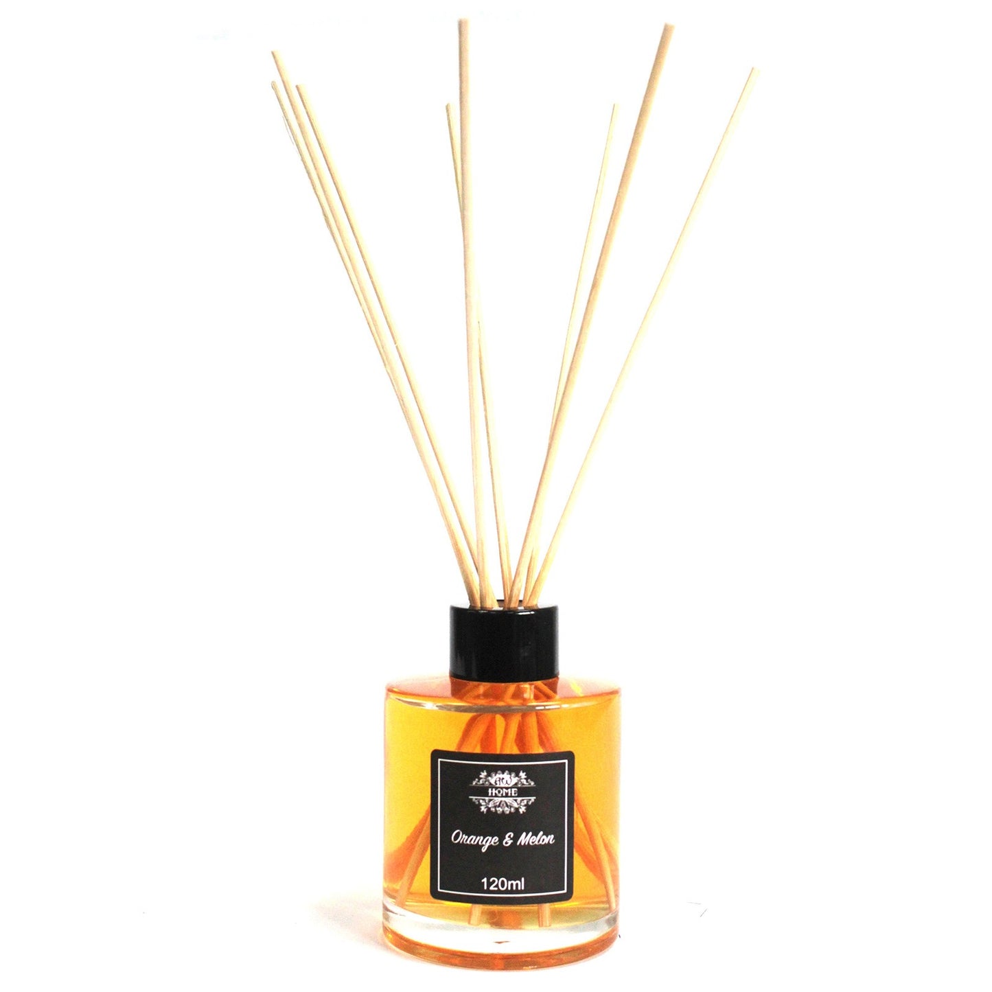  Orange & Melon Reed diffuser with orange and black label on a white background