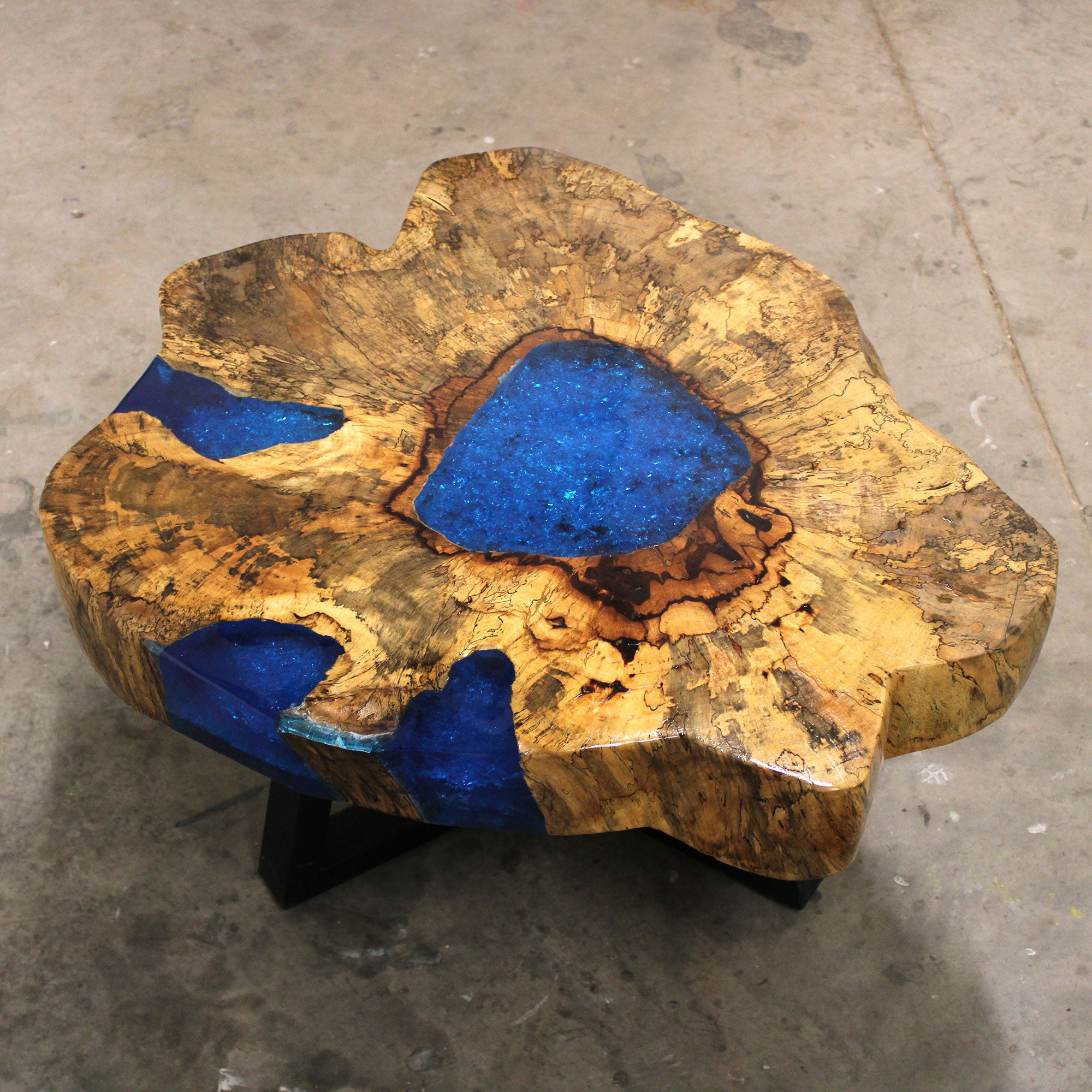 Tamarind and Resin Coffee Table - Aqua