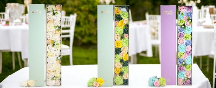 Elegant spring soap flower petals in long box, perfect for seasonal gifts and wellness UK