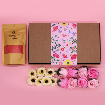 Salt Soak Set - Passion A 350g Bath Salt infused with Ylang Ylang, Lemon, and Orange.  8 Soap Roses.  8 Soap Sunflowers.