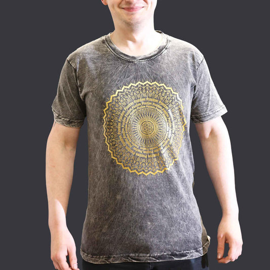 Stonewashed Nomad Sari T-Shirt - Ethical Cotton Yoga Wear - Underground Allure