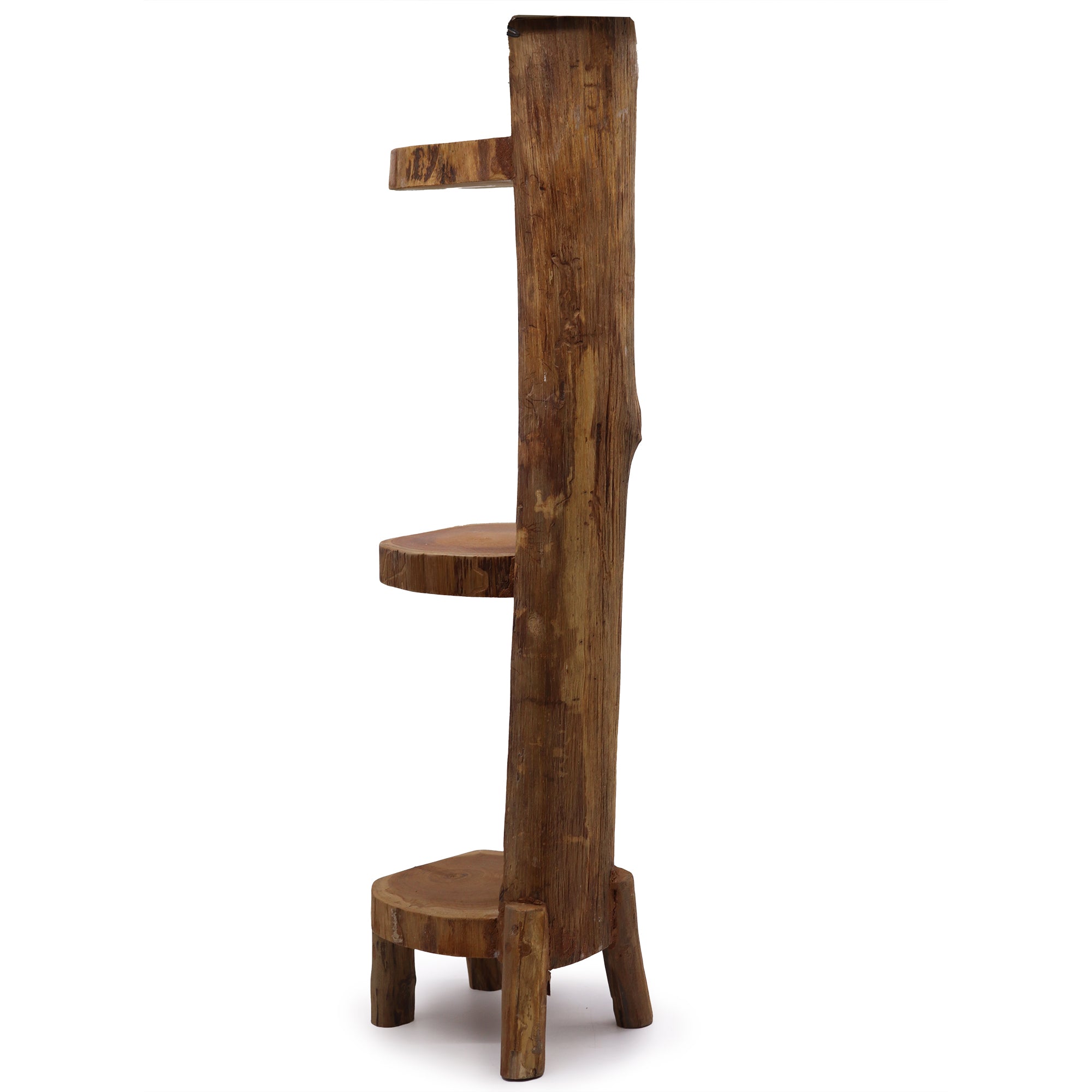 Natural Teak Log Shelve Display 3 Shelves