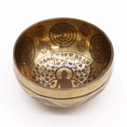 Tibetan Healing Engraved Bowl - Bodhi Tree Buddha - Underground Allure