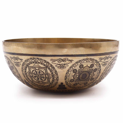 Tibetan Healing Engraved Bowl - 7 Chakra & Flower of Life - Underground Allure