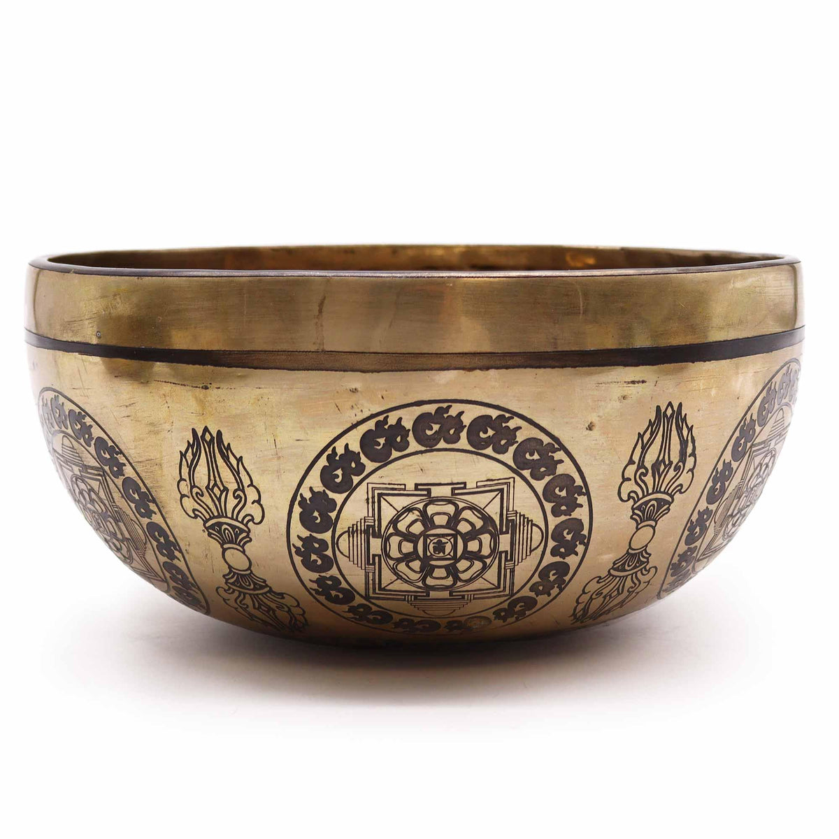 Tibetan Healing Engraved Bowl - 21cm - 5 Buddhas - Underground Allure