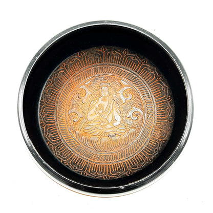 overhead view - Earth Powder Singing Bowl - Clay Om Buddha - 16cm