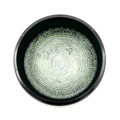 overhead view - Earth Powder Singing Bowl - Clay Om Buddha - 16cm